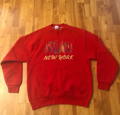 Suéter Rojo Vintage New York Salem Ropa Deportiva Hecho en EE. UU. Talla Grande Nueva York Foto 1 de 4