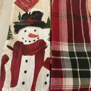 2 ~ Nikolaus Quadrat Yuletide Schneemann & Garn färben Küchentücher 2er-Packung ~ Neu mit Etikett ~ - Bild 1 von 11