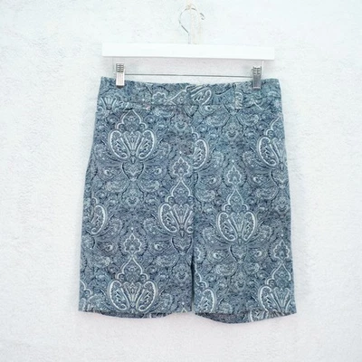 Liz Claiborne New York Jackie Shorts Blue White Paisley  -12P 30 / 9- Mid Rise - Image 1 of 4