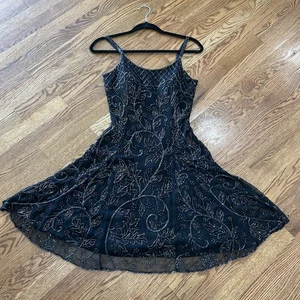 Vintage Sean Collection stark perlenbesetztes Kleid 100 % reine Seide formeller Abend - Bild 1 von 12