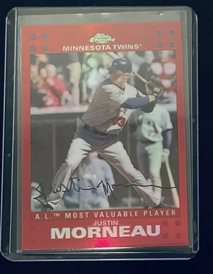 2007 Topps Chrome Justin Morneau No175 красная переливающаяся карточка /99 Minnesota Twins 🔥🔥🔥 - Изображение 1 из 2