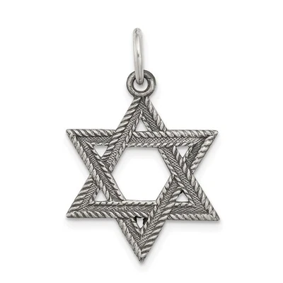 Sterling Silver Antiqued Textured Star of David Charm or Pendant - Image 1 of 4