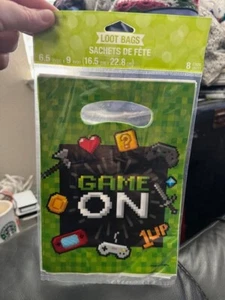 Gaming Party Favor Bags Plastic 8 Pack 9" x 6.5" Kids Birthday Favors Tableware - Picture 1 of 2