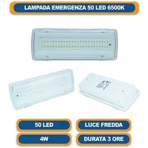 LAMPADA EMERGENZA LED SIMILE BEGHELLI 50 LED 4W INCASSO 3 ORE AUTONOMIA 406 LMN - Foto 1 di 1