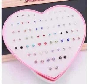 Mixed Rhinestone Stud Earrings For Women Ear Helix Piercing Jewelry 36pairs/lot - Picture 1 of 6