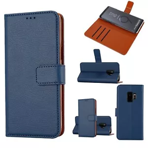 Galaxy S9 Wallet Case Ständer Fallschutz PU Leder Flip Cover Blau - Bild 1 von 7