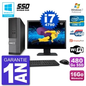 PC DELL 3020 SFF Bildschirm 19 " Intel i7-4790 RAM 16Go SSD 480Go Graver DVD - Bild 1 von 4