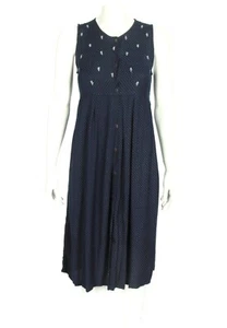 Cornelloki Dress Blue Micro Polkadot Embroidery Sleeveless Girls sz 11/12 - 728 - Picture 1 of 7