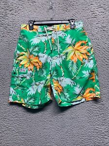 Polo Ralph Lauren Swim Trunks Shorts Floral Hawaiian Green Drawstring Pockets