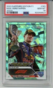 2023 TOPPS CHROME SAPPHIRE EDITION F1 AQUA #165 MAX VERSTAPPEN /99 PSA 10 RARE - Picture 1 of 2