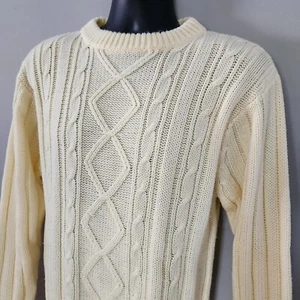 Vtg Olde English Lane Cable Knit Aran Sweater Acrylic Fisherman Med - Bild 1 von 6