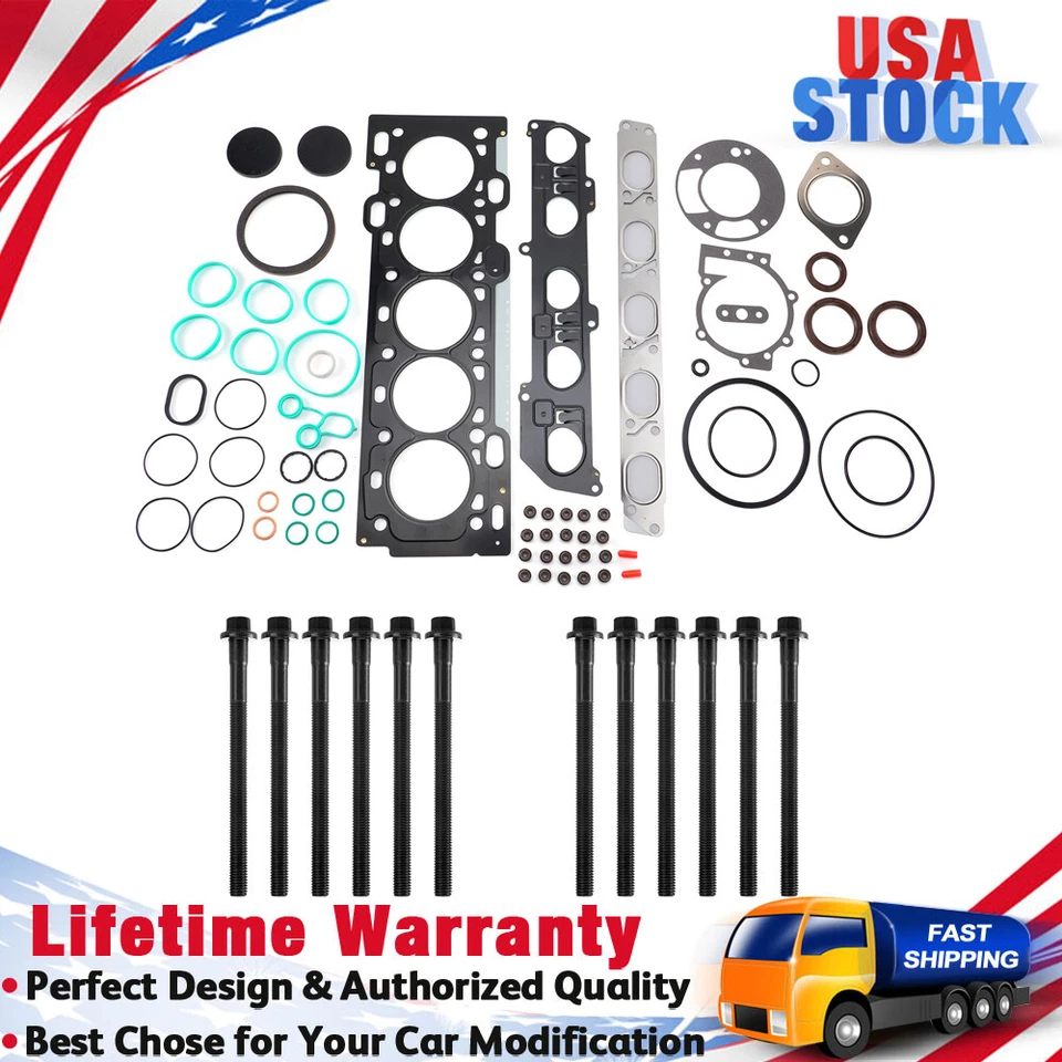 Комплект прокладок головки блока цилиндров двигателя с болтами головки для 2004-15 Volvo S40 S60 2,5 л - Изображение 1 из 4