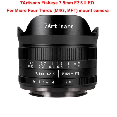 7Artisans Fisheye 7.5mm F2.8 II ED for Micro Four Thirds (M4/3, MFT) -Black - Image 1 of 4