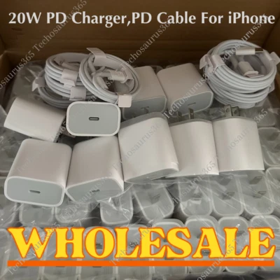 Wholesale Bulk Type C Fast Charger 20W PD Adapter Cable For iPhone 14 13 12 11 8 - Image 1 of 4