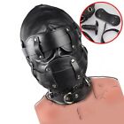 Padded PU Leather Sensory Deprivation Bondage Hood Gimp Mask with Open Mouth Gag