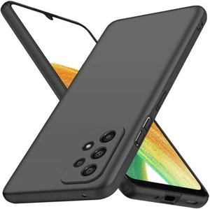 Hülle für Samsung Galaxy A33 5G Schwarz Matt Silikon Schutz Handyhülle Tasche - Picture 1 of 7