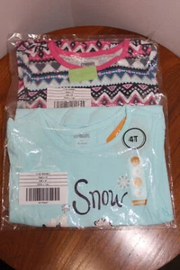 GYMBOREE GIRLS LONG SLEEVE TEE 2-PIECE COMBO GIRL CAT FAIR ISLE SIZE 4T - Picture 1 of 8