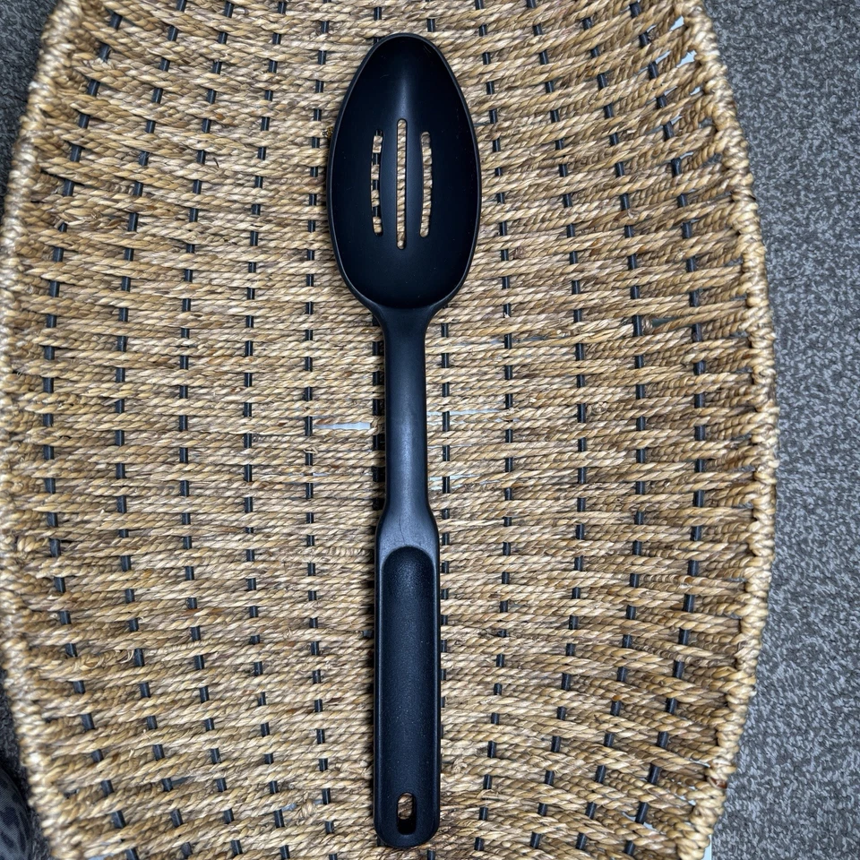 Pampered Chef Black Nylon Slotted Serving Spoon #2336 Heat Resistant 13" - Image 1 of 4