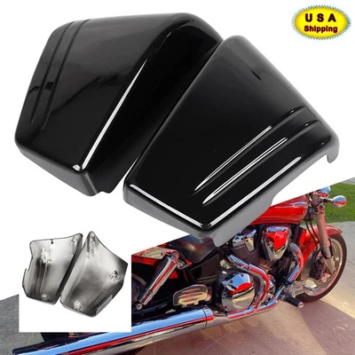 Gloss Black Left Right Battery Side Cover For Honda VTX1800C VTX1800C1 VTX1800C2 Foto 1 de 4