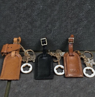 Лот 3 подлинный Louis Vuitton багаж ярлыки винтажный Vachetta и черный с подвески - Изображение 1 из 4