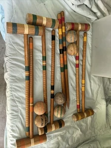 Juego de croquet de madera vintage/antiguo RARO - Imagen 1 de 7