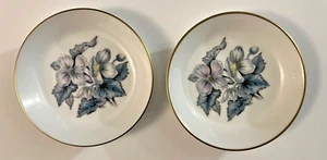 Vtg Pr Royal Worcester Trinket Dish Woodland Fine Bone China Gold Rim Floral 4" - Picture 1 of 4