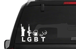 LGBT Die Cut Vinyl Window Decal Bumper Sticker Guns Liberty Funny Beer Boobs - Picture 1 of 19
