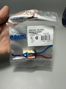 5pc AMP Netconnect cat 6 SL 110 jack 568A/B Ivory Made In USA - Afbeelding 1 van 5