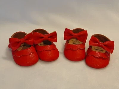 Zapatillas bebé myggpp bebé niñas Mary Jane lazo rojo talla 13 6-12 meses Foto 1 de 4
