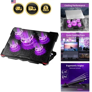 Laptop Cooling Pad with 5 Fans for 15.6 17.3 Inch Notebooks Purple Lights - Afbeelding 1 van 11