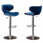 Velvet Upholstered Adjustable Swivel Barstool Counter Stools Chair Kitchen 2 Pcs