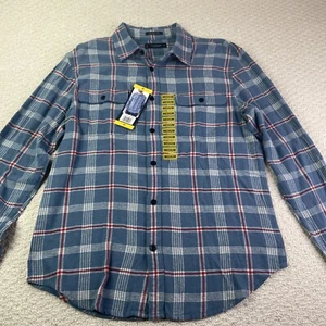 Lucky Brand Shirt Herren mittelblau kariert Flanell klassische Passform Knopfleiste Taschen - Bild 1 von 9