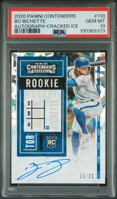 2020 Panini Contenders Bo Bichette RC Rookie Ticket Cracked Ice Auto /23 PSA 10 - Image 1 of 1