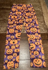 Mia Bella Girls Jack-o-Lantern Leggings | Size 8 (2XL On Tag) | Purple & Orange - Picture 1 of 5