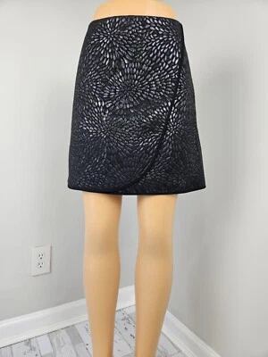 Falda Ann Taylor para mujer 12 Petite negra metálica envolvente sintética jacquard brillante Foto 1 de 4