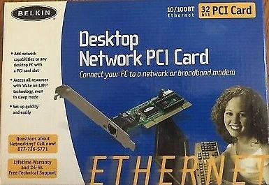 Belkin Desktop Network Ethernet  PCI Card  10/100BT Model F5D5000 New Open Box  - Image 1 of 4
