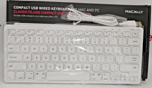 Macally Compact USB Wired Keyboard. USB White. For Mac & PC. - Picture 1 of 5