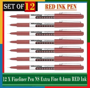 Fineliner Pen NSXF0.4 Extra Fine 0.4 mm Red Ink Niceday 8241688 Pack Of 12 - Picture 1 of 2