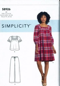 Simplicity 8926 Misses Dress Top Pull-on Pants 16-24 Pattern Uncut S8926 - Picture 1 of 3