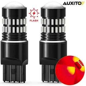 AUXITO 2X intermitente 3157 3156 luz de freno trasera luz de freno roja estroboscópica LED bombilla intermitente - Imagen 1 de 10