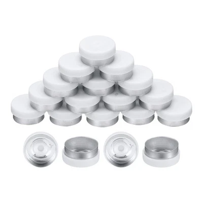 13mm Flip Off Caps 200PCS Burr-Free Flip Off Top Caps, White/Silver Foto 1 de 4