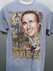 NFL New Orleans Saints Drew Brees Cartoon Caricature Mardi Gras t shirt M NWT - Picture 1 of 1