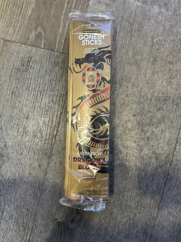 4 paquetes de palitos de incienso de sangre de dragón de oro extra rico Gonesh | 20 palos cada uno Foto 1 de 1