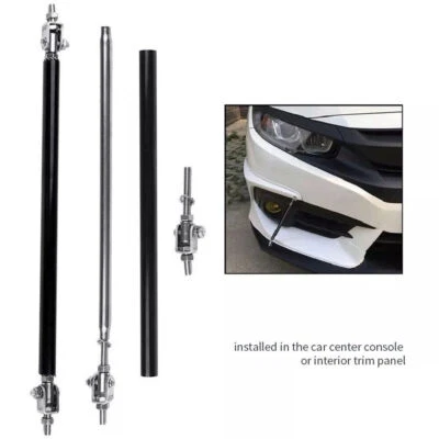 2x Support Bar Spoiler Adjustable Black Front Bumper Lip Splitter Strut Rod Tie - Image 1 of 4