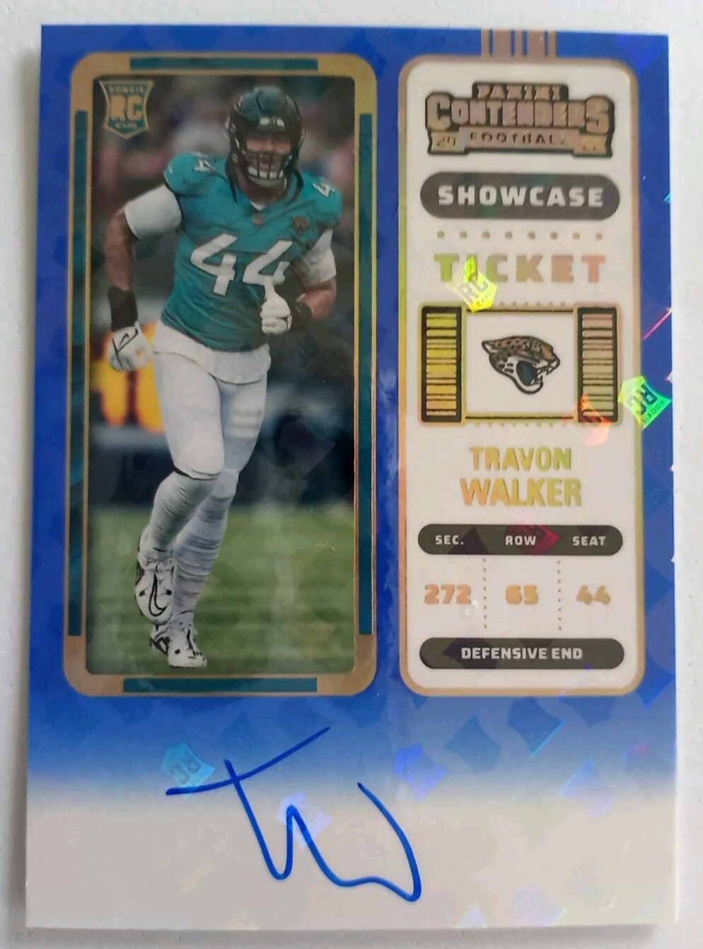 Travon Walker 🔥 2022 Contenders Rookie Ticket Showcase Blue Auto Variation 🔥