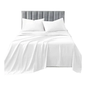 Full Flat Sheet Bed Sheets 100% Poly Cotton Single Double King Super King Size - Picture 1 of 109