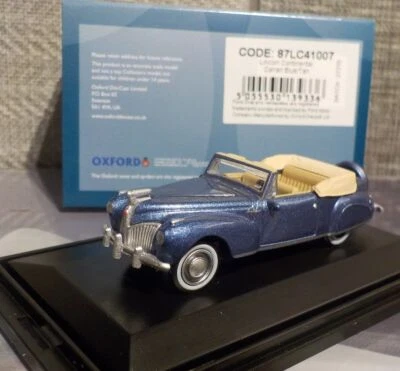 Lincoln Continental 1941 - Blue, Oxford Diecast 1/87 New  87LC41007 - Image 1 of 4