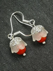 earrings silver 925 ,100% Coral ,a lovely flower - Picture 1 of 3