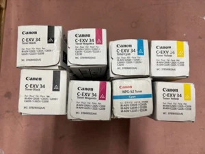OEM Canon C-EXV 34 Toner Job Lot Cyan Magenta Yellow Black 2 of each Free UK P&P - Zdjęcie 1 z 6
