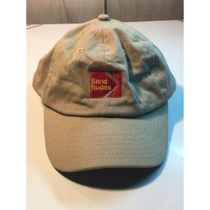 Send Nudes Mens Baseball Cap Hat Beige Strapback Embroidered Adult Humor OS - Picture 1 of 5